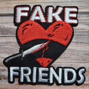 Fake Friends Stabbed Heart Emo Embroidered Iron on Patch